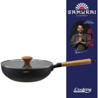 Wok keptuvė su dangčiu aliuminio su keramikos danga 26x7.5cm HR-SNT-W26 HEINNER