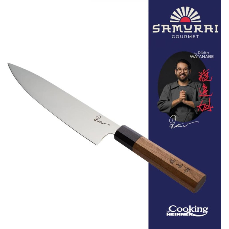 Šefo peilis 20cm SAMURAI GOURMET juodmedžio ir riešutmedžio rankena HR-EVI-R20 HEINNER