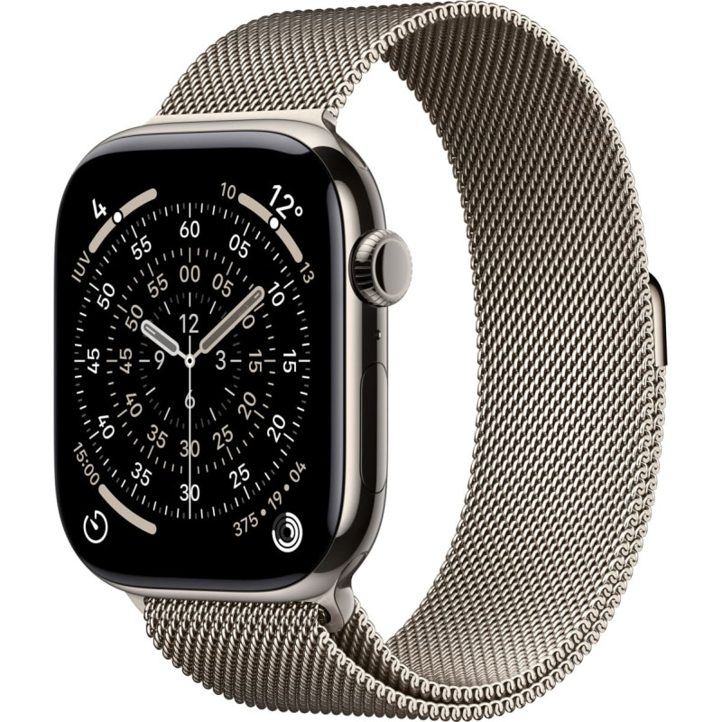 Apple Watch Series 11 GPS + Cellular koperta 46 mm z tytanu w kolorze naturalnym, bransoleta mediolańska w kolorze naturalnym - rozmiar S/M
