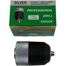 Silver GŁÓWKA DO WIERTARKI 13mm 1/2 SAMOZACISKOWA METAL   PLASTIK /SILVER