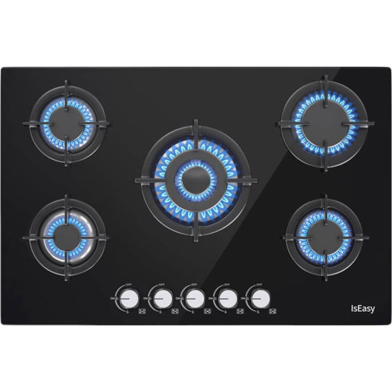 Iseasy MGBG-775 five-sphere gas stove with glass panel