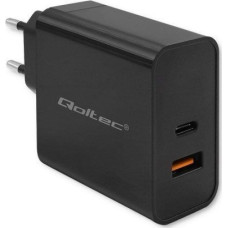 Qoltec Loader Qoltec Charger Super Quick PD | 1xUSB-C | 1xUSB | 90W | 5-20V | 2.4-4.35A | Black