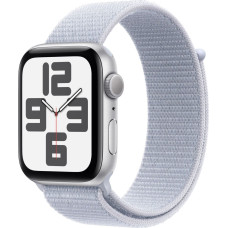 Apple Watch SE, Smartwatch (silver, aluminum, 40 mm, Sport Loop blue cloud)