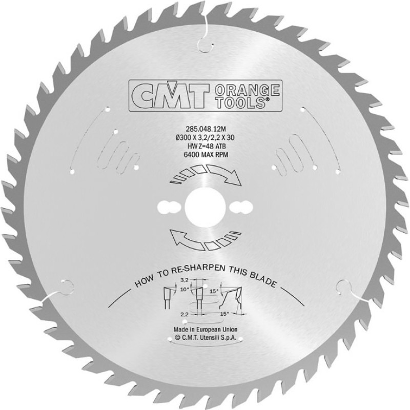 CMT Pjovimo diskas 254x2,4x30mm Z48 a=-5° Neg. 254x2,4/1,8x30 Z48 a=-5° b=15° ATB, CMT