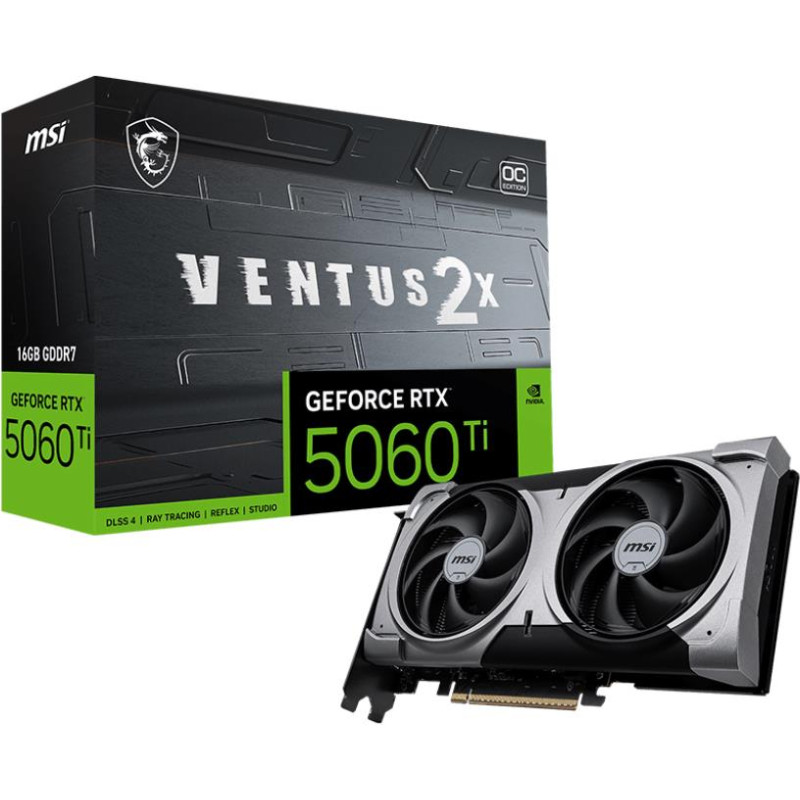 MSI Graphics Card|MSI|NVIDIA GeForce RTX 5060 Ti|16 GB|GDDR7|128 bit|PCIE 5.0 16x|Dual Slot Fansink|5060TI16GVENTUS2XOCPLUS