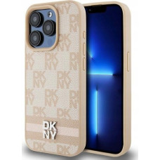 Dkny DKNY DKHCP15LPCPTSSP iPhone 15 Pro 6.1" różowy/pink hardcase Leather Checkered Mono Pattern & Printed Stripes