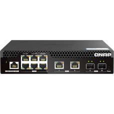 Qnap QSW-M2106R-2S2T tinklo komutatorius Valdomas L2 10G Ethernet (100/1000/10000) 1U Juoda