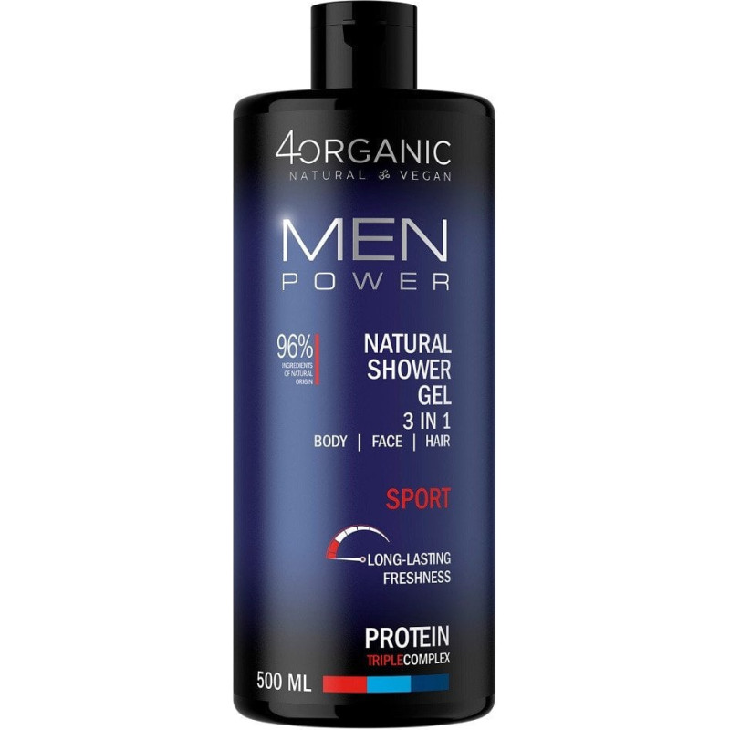 4Organic Men Power naturalny żel pod prysznic 3w1 Sport 500ml