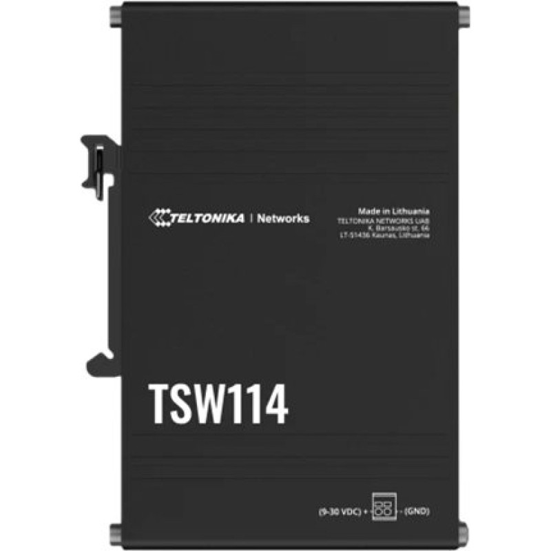 Teltonika DIN Rail Switch | TSW114 | Unmanaged | Wall-mountable | Gigabit Ethernet (copper) ports quantity 5 | Power supply type 2-pin industrial DC power socket