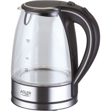 Adler | Kettle | AD 1225 | Standard | 2000 W | 1.7 L | Glass | 360° rotational base | Transparent/Stainless steel