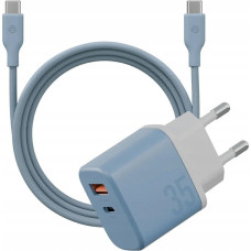 Energea Ładowarka sieciowa Bazic GoPort Velox Kit USB-C/USB-A GaN 35W z kablem niebieski