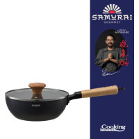 Wok keptuvė su dangčiu aliuminio su keramikos danga 20x7cm HR-SNT-WC20 HEINNER