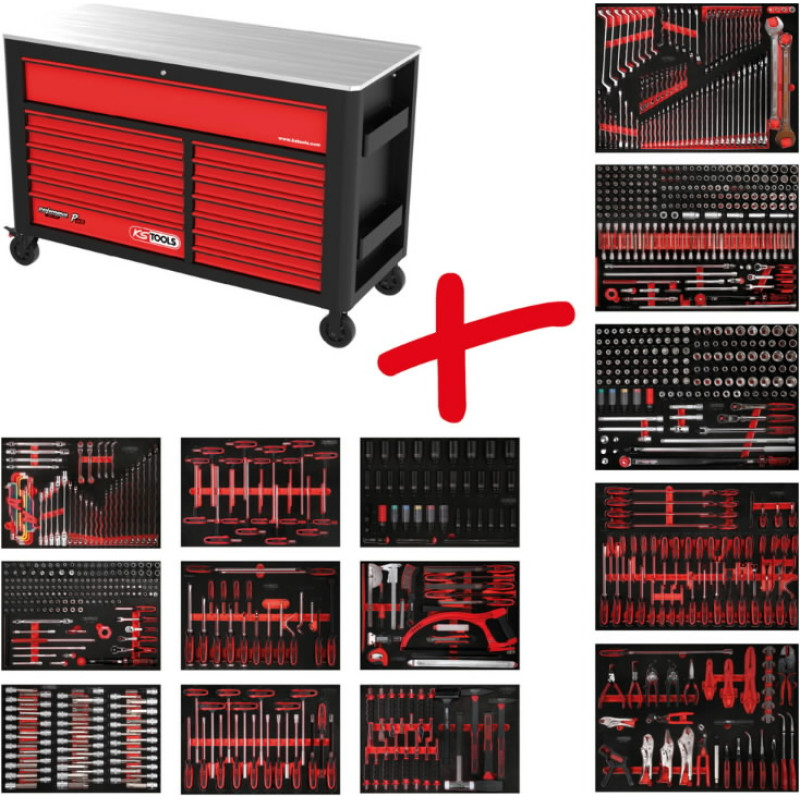 Ks Tools Performanceplus workshop tool trolley set P45 with 950 tools, KS Tools