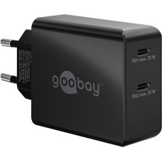 Goobay USB-C dual fast charger 36 watts, PD (black, 2x USB-C, Power Delivery)