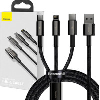 Baseus USB cable 3in1 Baseus Tungsten Gold, USB to micro USB / USB-C / Lightning, 3.5A, 1.5m (black)