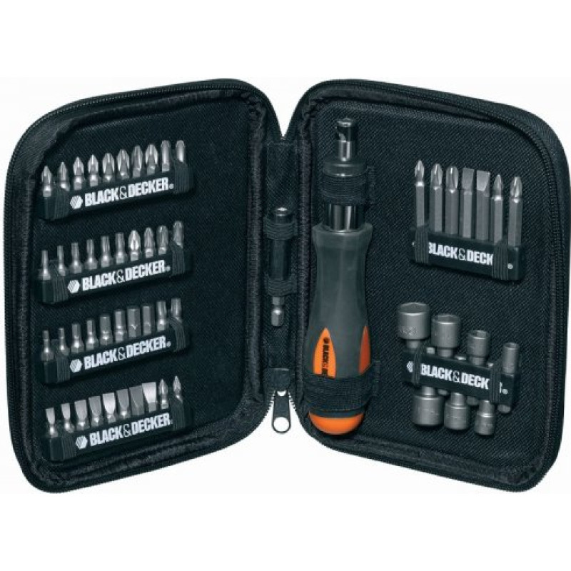 Black+Decker Black&Decker A screwdriver with a rattle and a set of bits 56 parts (A7104)