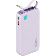 Usams Powerbank Usams USAMS Powerbank ze zwijanym kablem USB-C Retractable 10000 mAh PD 20W Fast Charge XY Series fioletowy/purple 10KCD22403 (US-CD224)