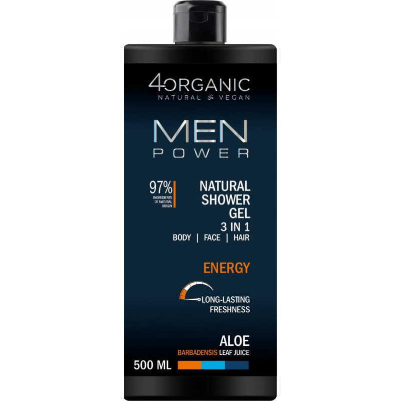 4Organic _Men Power naturalny żel pod prysznic 3 w 1 Energy 500ml
