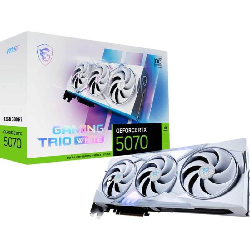MSI GeForce RTX 5070 12G GAMING TRIO OC WHITE, graphics card DLSS 4, 3x DisplayPort, 1x HDMI 2.1