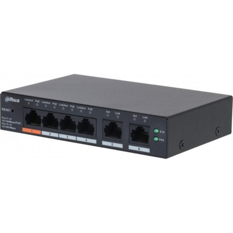 Dahua Technology Switch|DAHUA|DH-CS4006-4ET2ET-60|Type L2|PoE ports 4|60 Watts|CS4006-4ET2ET-60