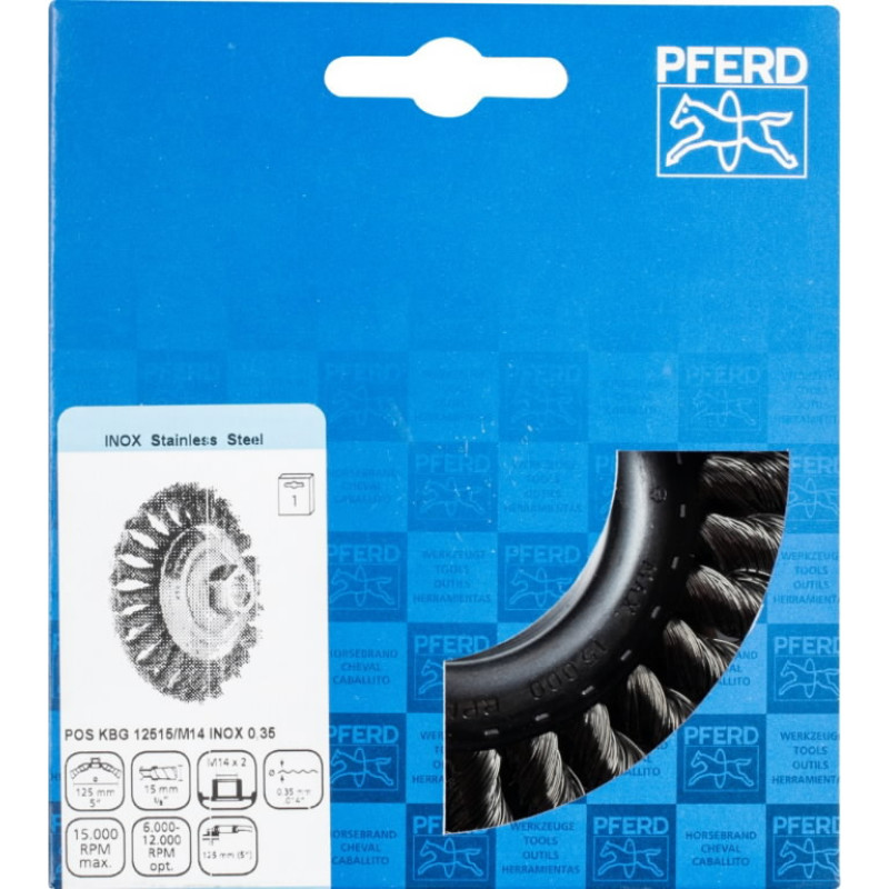 Pferd Nuožulnus šepetys pintas KBG Inox 125mm/M14 0,35mm, Pferd