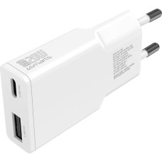 4Smarts Ładowarka sieciowa 4smarts PDPlug Slim Duos 20W GaN USB-C+USB-A + kabel USB-C 1.5m biały