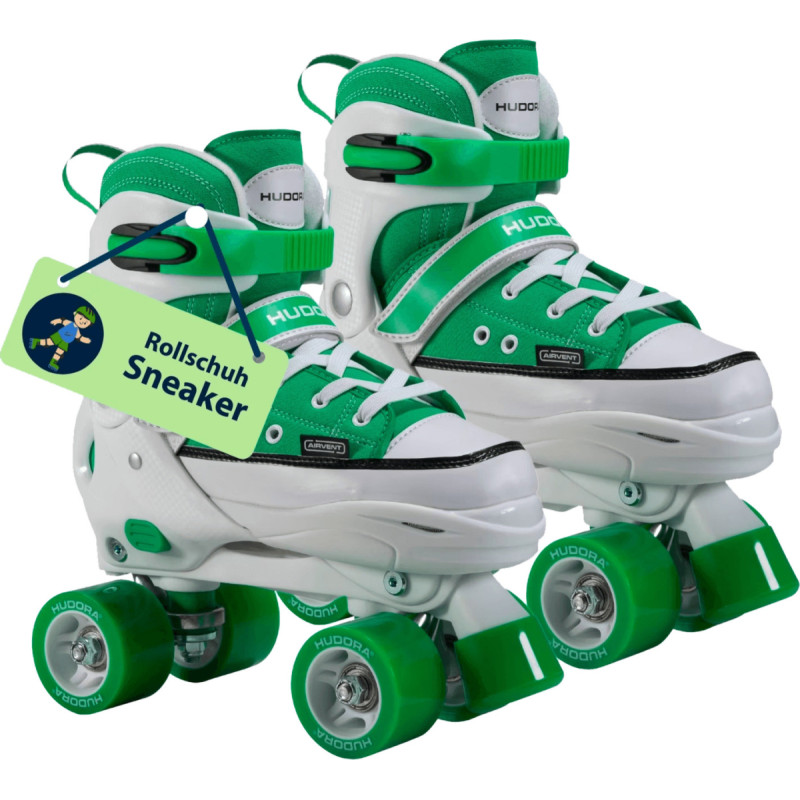 Hudora Roller Skates size 32-35, roller skates green/white, sneaker look