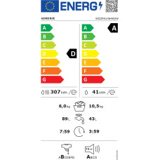 Gorenje Washing Machine with Dryer | WD2PA1X64ADW | Energy efficiency class A/D | Front loading | Washing capacity 10.5 kg | 1400 RPM | Depth 59 cm | Width 60 cm | Display | LED | Drying system | Drying capacity 6 kg | Steam function | Wi-Fi | White