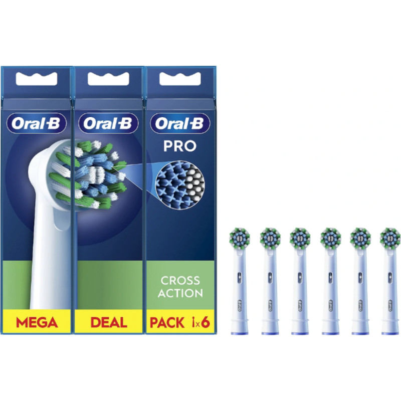 Oral-B | Replaceable toothbrush heads | EB50RX-6 Cross Action Pro | Heads | For adults | Number of brush heads included 6 | White