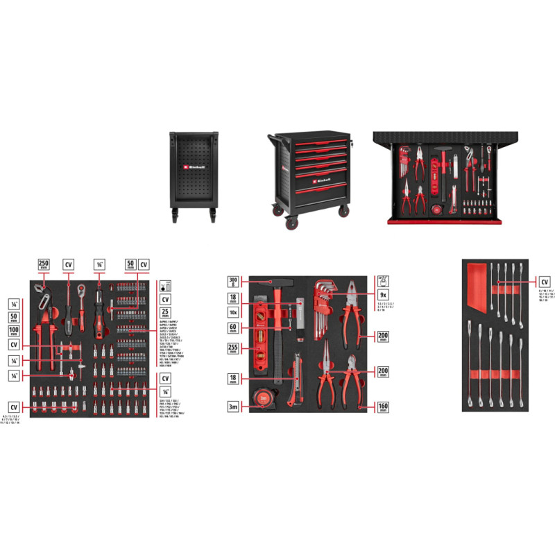 Einhell W&Oacute;ZEK NARZĘDZIOWY  6-SZUFLAD 149el.