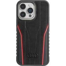 Audi Audi Genuine Leather MagSafe iPhone 14 Pro 6.1" czarno-czerwony/black-red hardcase AU-TPUPCMIP14P-R8/D3-RD