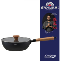 Wok keptuvė su dangčiu aliuminio su keramikos danga 24x7.5cm HR-SNT-WC24 HEINNER