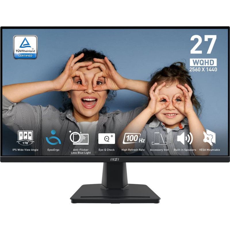 MSI Pro MP275Q kompiuterio monitorius 68,6 cm (27") 2560 x 1440 pikseliai Wide Quad HD LED Juoda