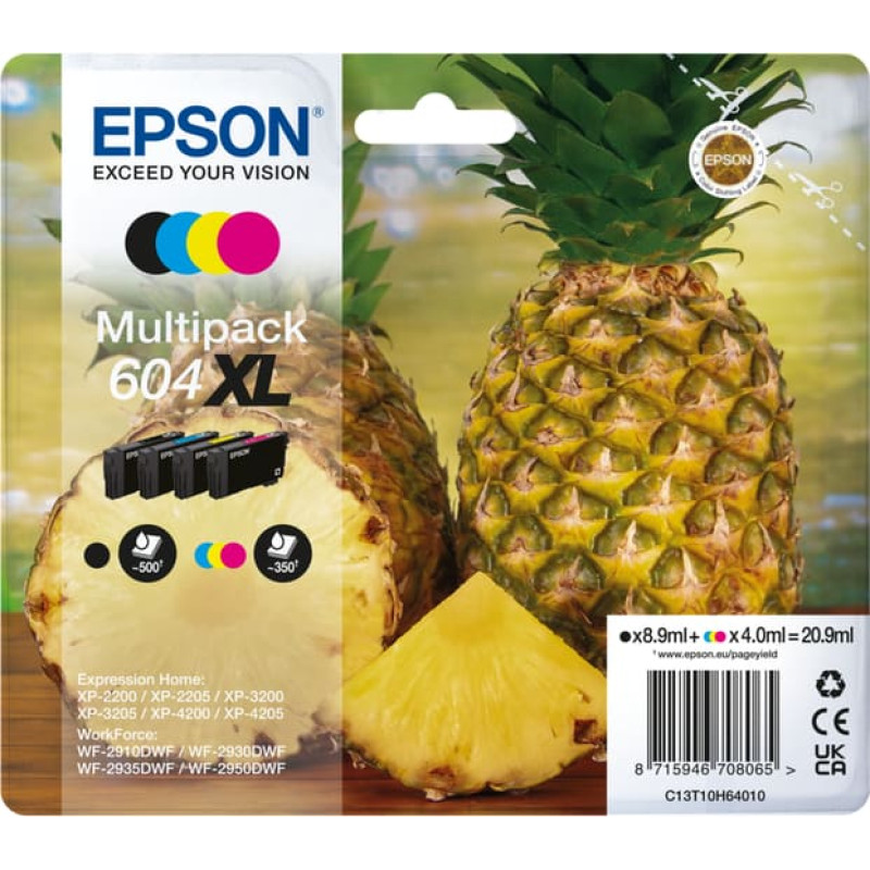 Epson 604XL ra&scaron;alo kasetė 4 vnt Originalus Didelė (XL) i&scaron;eiga Juoda, Žydras, Rausvai raudona, Geltona