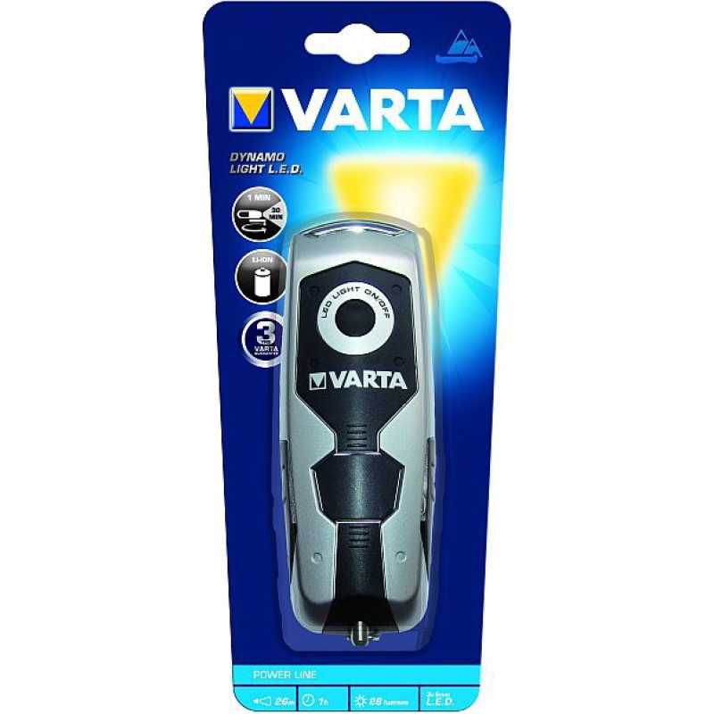 Varta Dynamo Light LED Juoda, Pilka Rankinis žibintuvėlis