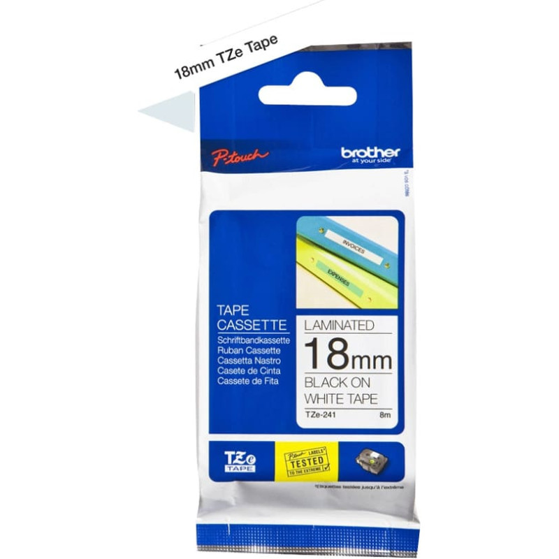 Brother TZE-241 etikečių juostelė Juoda ant baltos