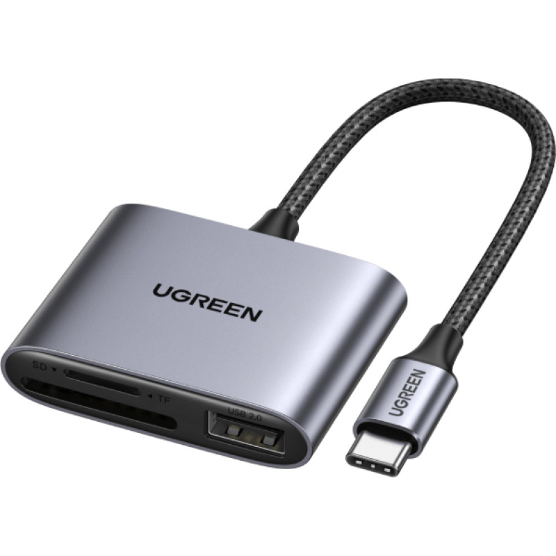 Ugreen 80798 kortelių skaitytuvas USB 3.2 Gen 1 (3.1 Gen 1) Type-C Pilka
