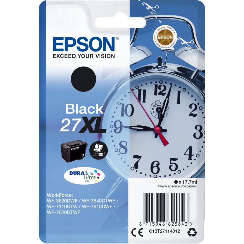Epson Alarm clock C13T27114012 rašalo kasetė 1 vnt Originalus Didelė (XL) išeiga Juoda
