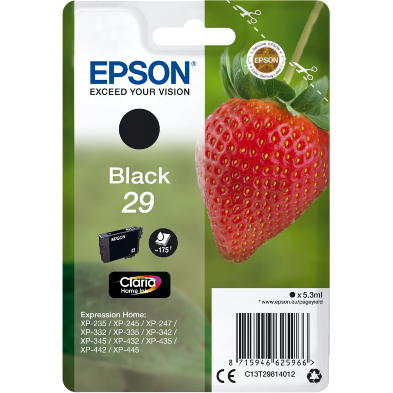 Epson Strawberry C13T29814012 rašalo kasetė 1 vnt Originalus Standartinė išeiga Juoda