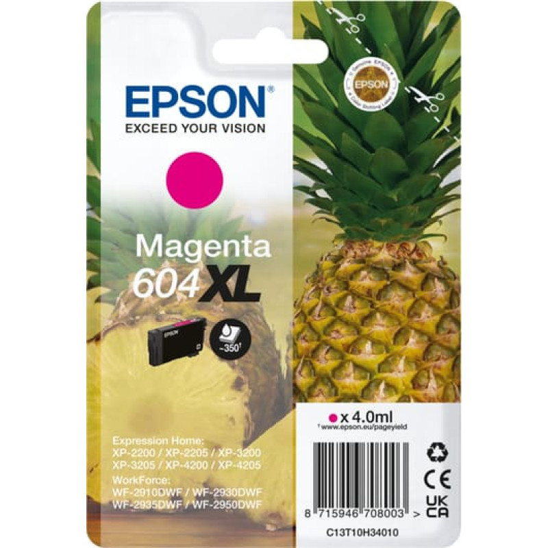 Epson 604XL ra&scaron;alo kasetė 1 vnt Originalus Didelė (XL) i&scaron;eiga Rausvai raudona