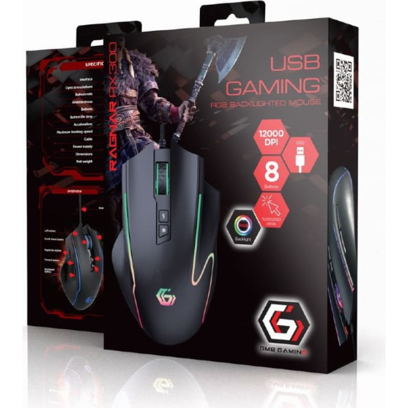 Gembird MOUSE USB OPTICAL GAMING RGB/MUSG-RAGNAR-RX300 GEMBIRD