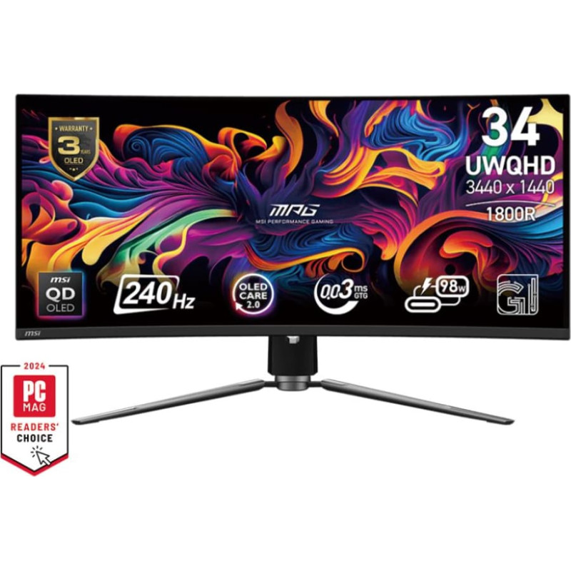 MSI MPG 341CQPX QD-OLED kompiuterio monitorius 86,4 cm (34") 3440 x 1440 pikseliai UltraWide Quad HD Juoda
